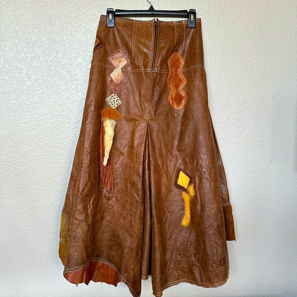 Vintage Leather Fur Indian Cultural Raquel Handmade Skirt
